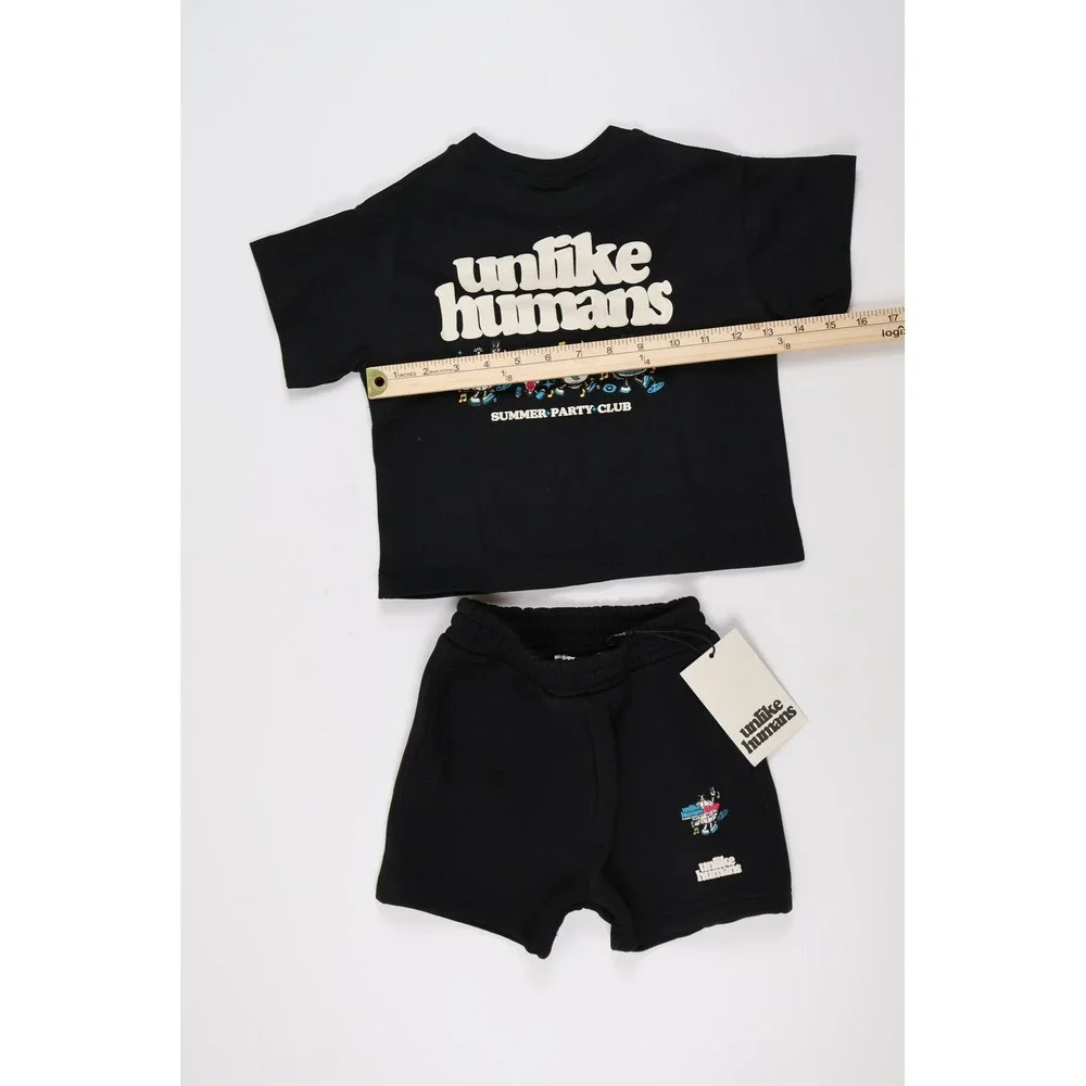 Unlike Humans 2-Piece Set Summer Party Club Black Graphic 3T NWT